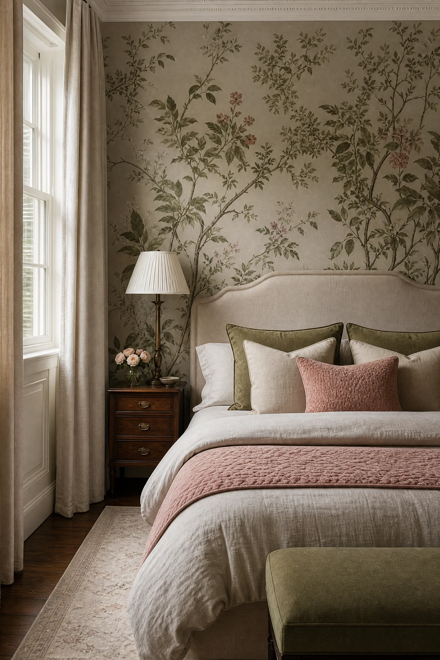 Traditional bedroom wallcovering